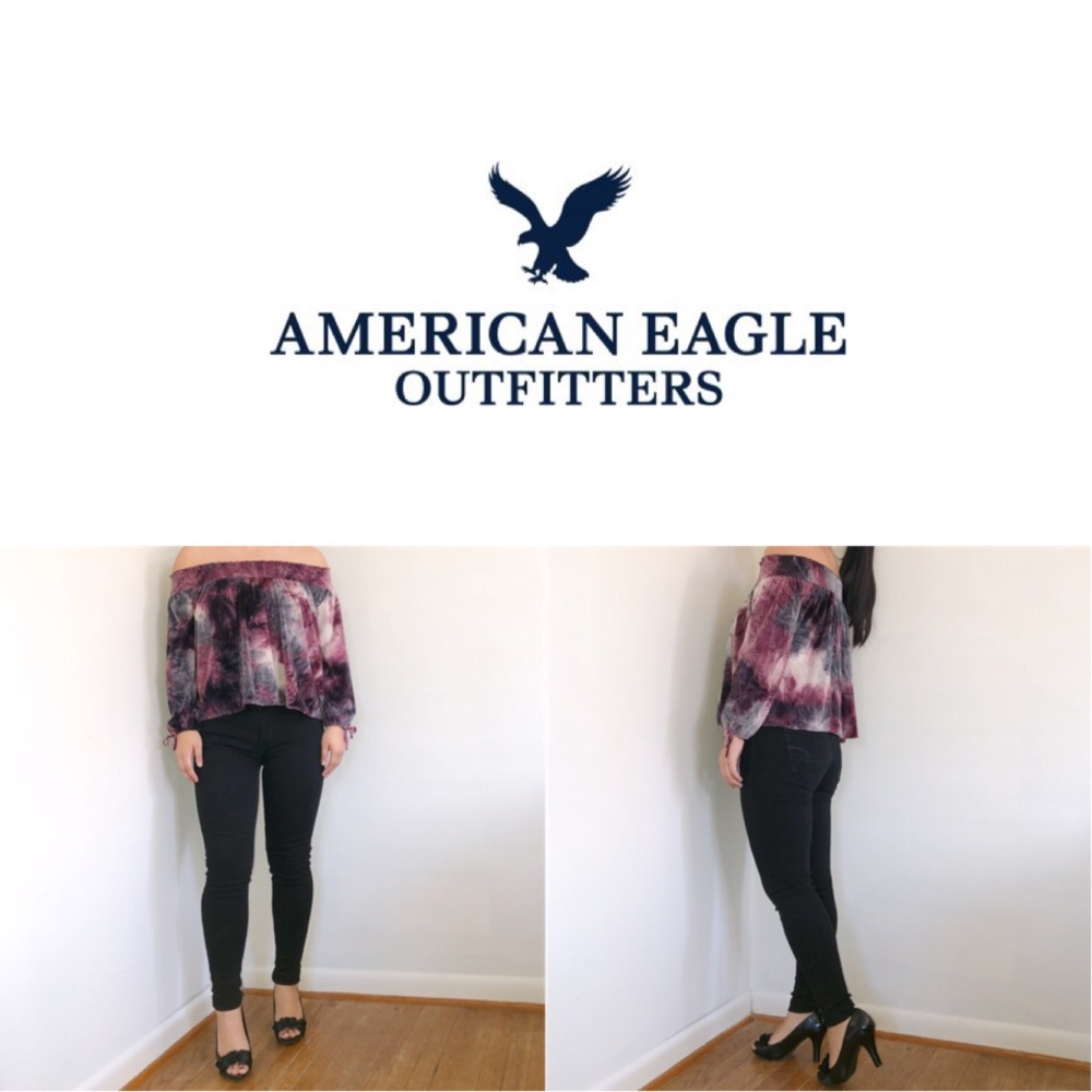 American Eagle Velvet Tie Dye Off Shoulder…